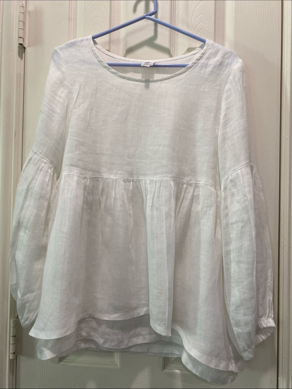 Crown Linen Designs Classic White Linen Peasant Tunic - Women's